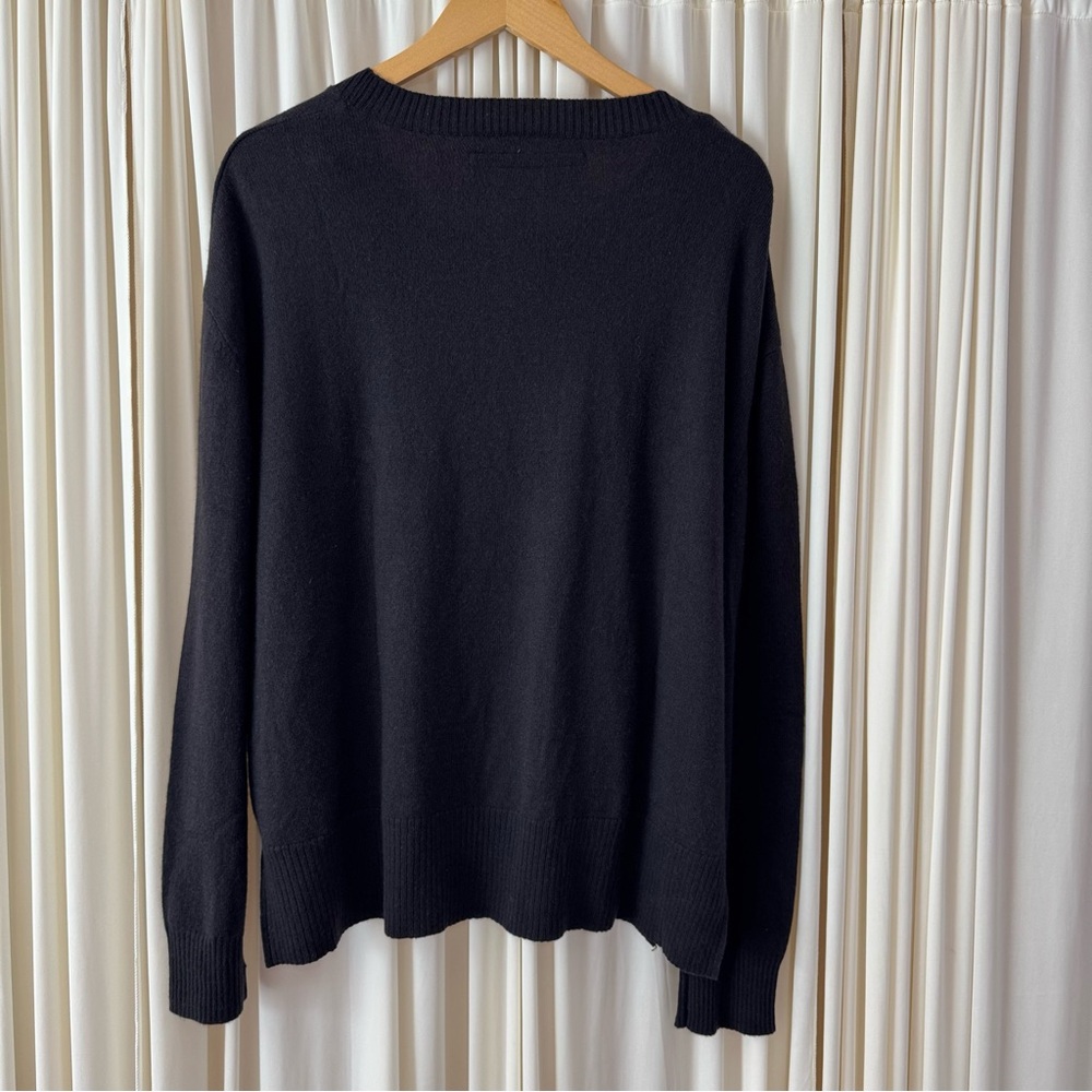 Enza‎ Costa Black 100% Cashmere Long Sleeve Crewneck Sweater Sz Large Winter - Picture 6 of 7